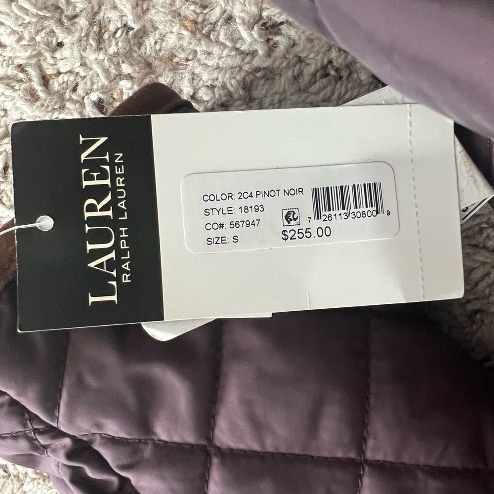 Lauren Ralph Lauren Faux-Leather-Trim Hooded Quilted Coat, Size S New w/Tag - Picture 12 of 16
